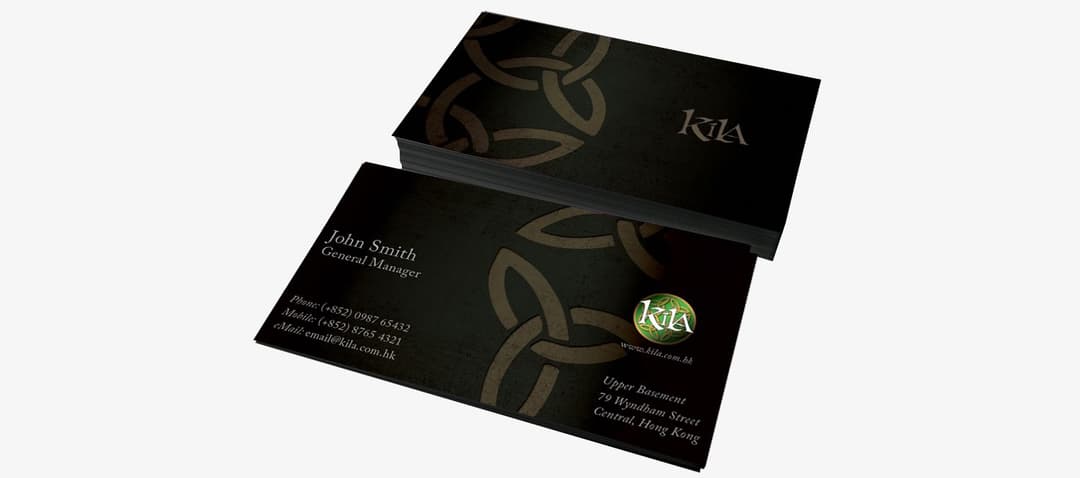 business card design for Kila bar, Hong Kong
